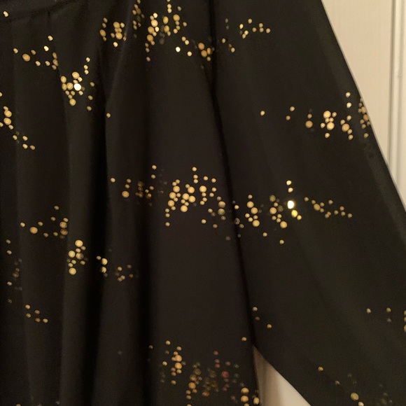 Black Chiffon Plus Blouse with sparkly gold details - Picture 2 of 8